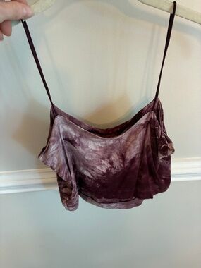American Eagle Tie-Dye Velvet Crop Top - Plum/Mauve